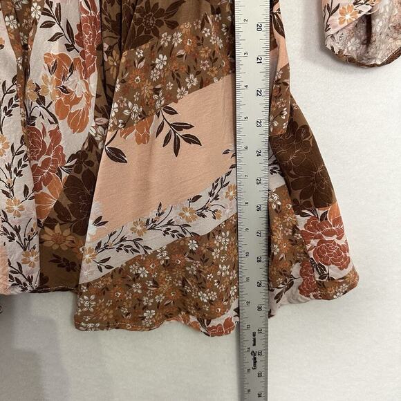 Andree By Unit Babydoll Top Womens 3X Floral Patchwork Cottage Boho Country - Picture 8 of 12